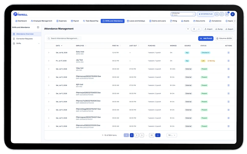 Attendance Management Interface